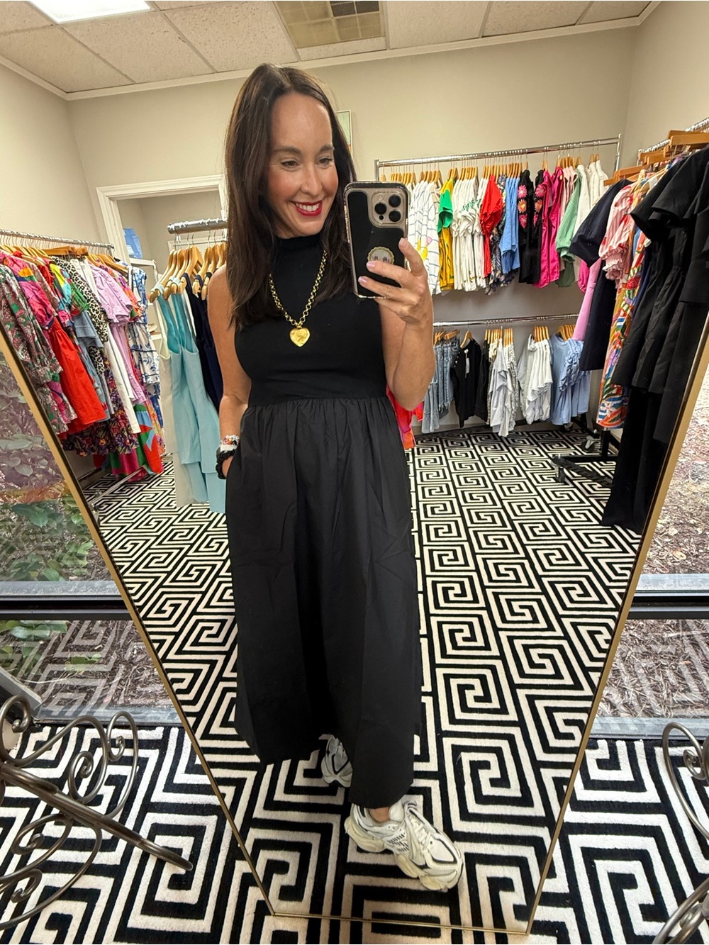 Karl Lagerfeld Black Sleeveless Maxi Dress with High Waist
